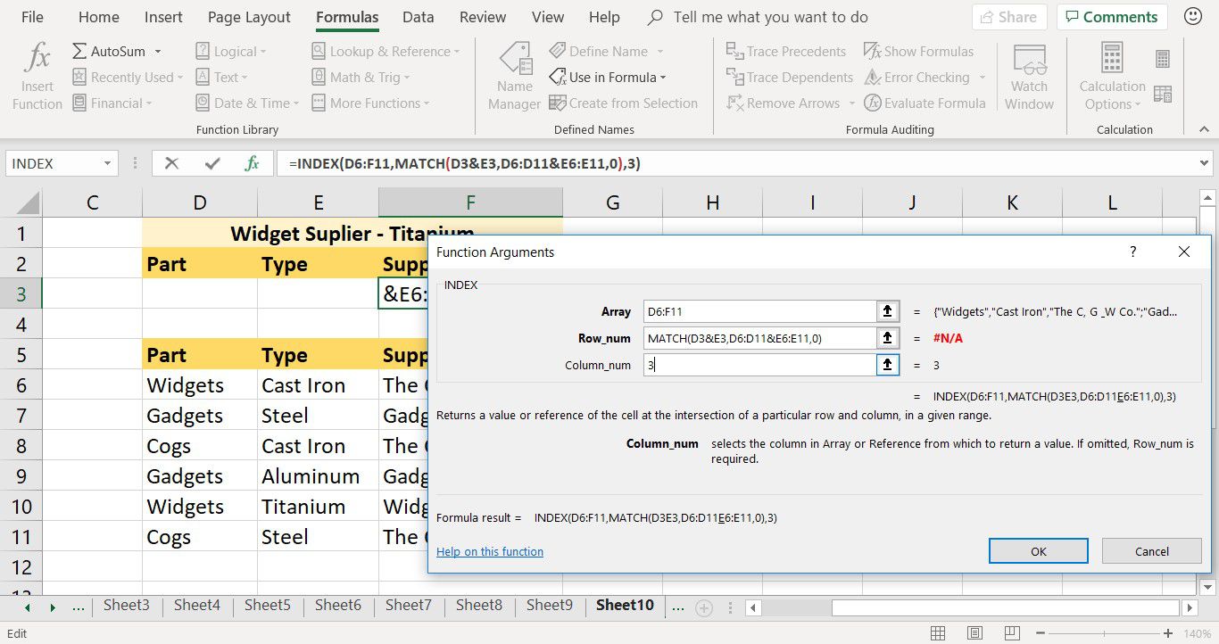 Jak zadat argument funkce sloupce_číslo funkce INDEX v aplikaci Excel