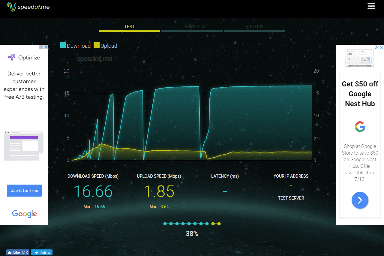 SpeedOf.Me test rychlosti internetu