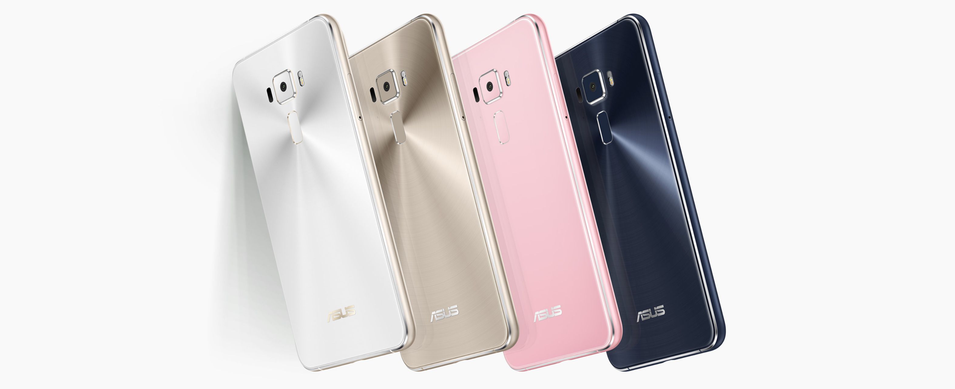 Asus ZenFone 3 ve stříbrné, zlaté, růžové a černé barvě, pohled zezadu