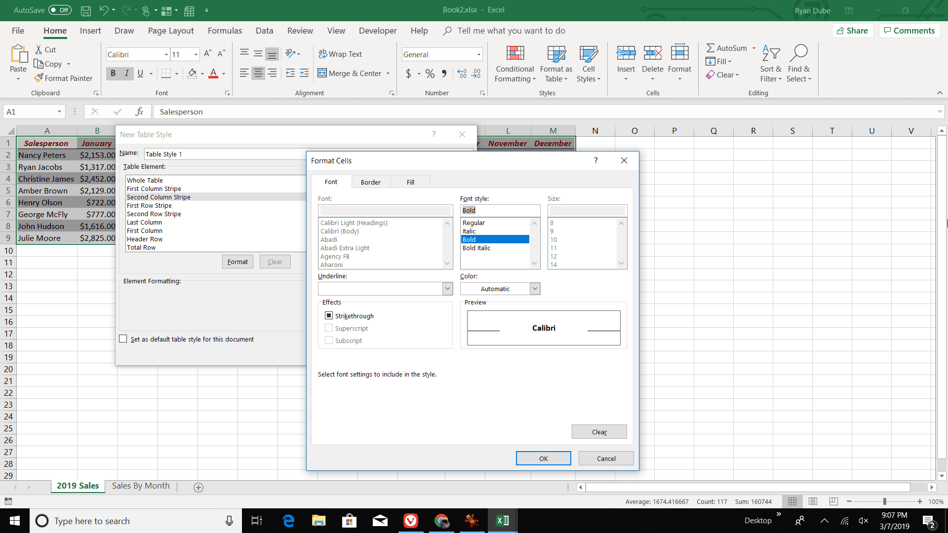 Formátování prvků stylu tabulky v aplikaci Excel