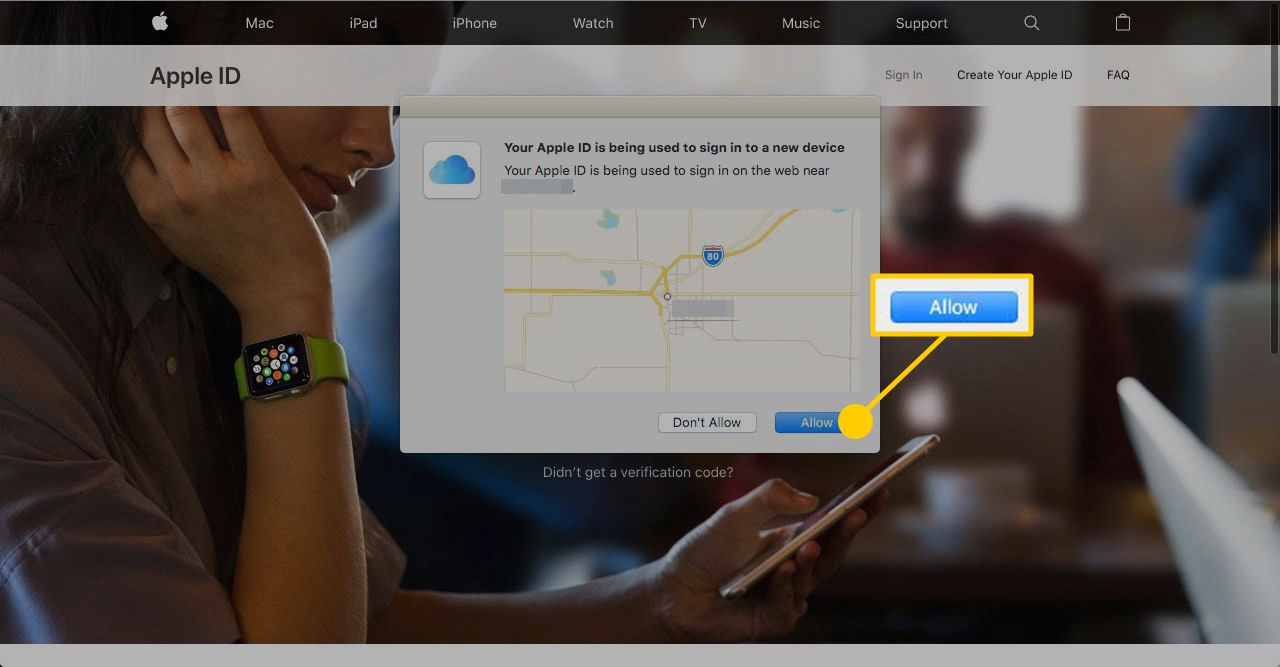 Screenshot z možnosti Povolit při přihlašování k novému zařízení Apple.