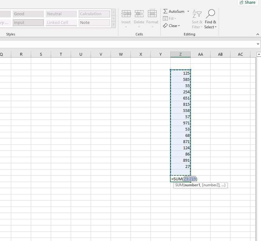 Pomocí funkce SUMA v aplikaci Excel