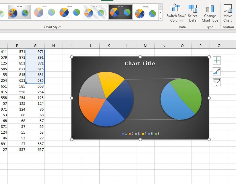 Výsečový graf v aplikaci Excel