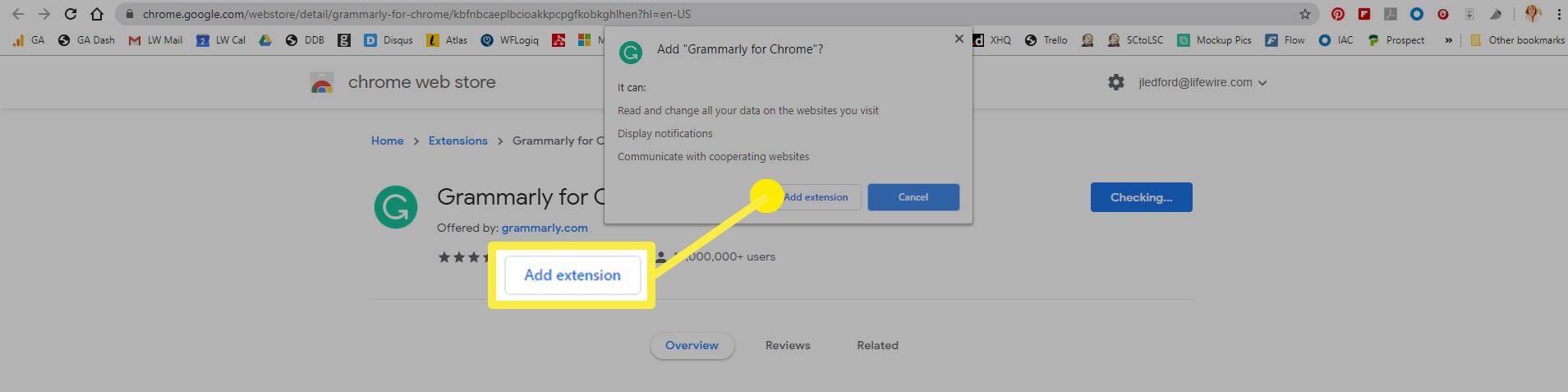 Potvrďte, že chcete přidat rozšíření do Internetového obchodu Chrome.