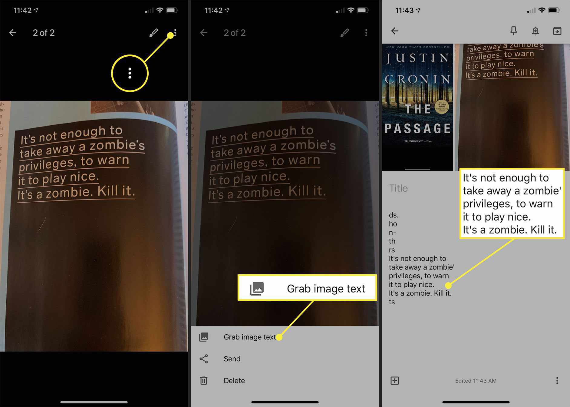 Uchopení textového obrázku z obrázku v Google Keep