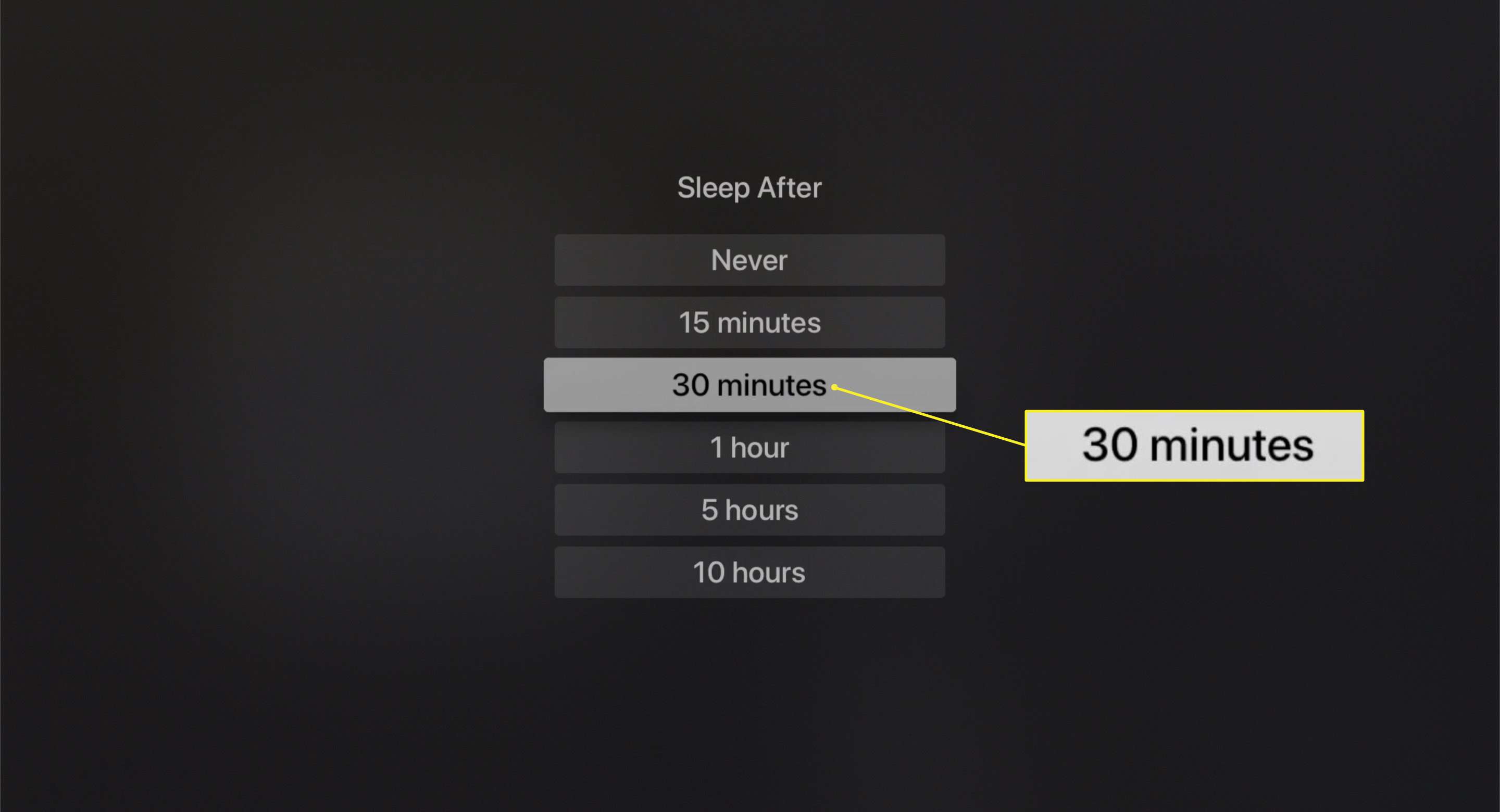 Možnosti režimu spánku po zvýraznění 30 minut