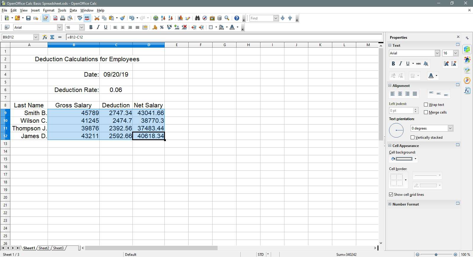 Buňky jsou v OpenOffice Calc zarovnány na střed a vodorovně.