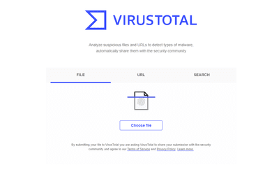 Domovská stránka VirusTotal