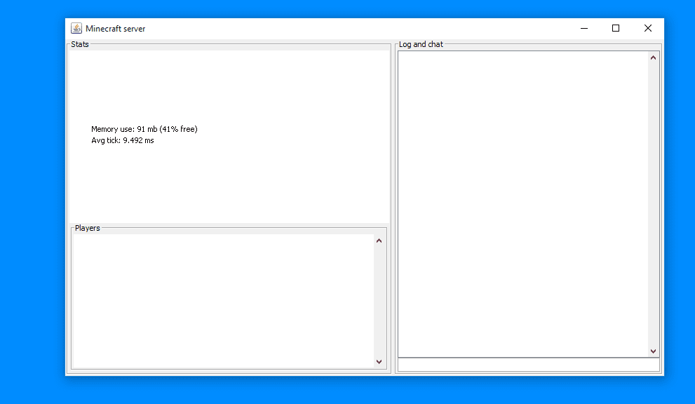 Okno serveru Minecraft
