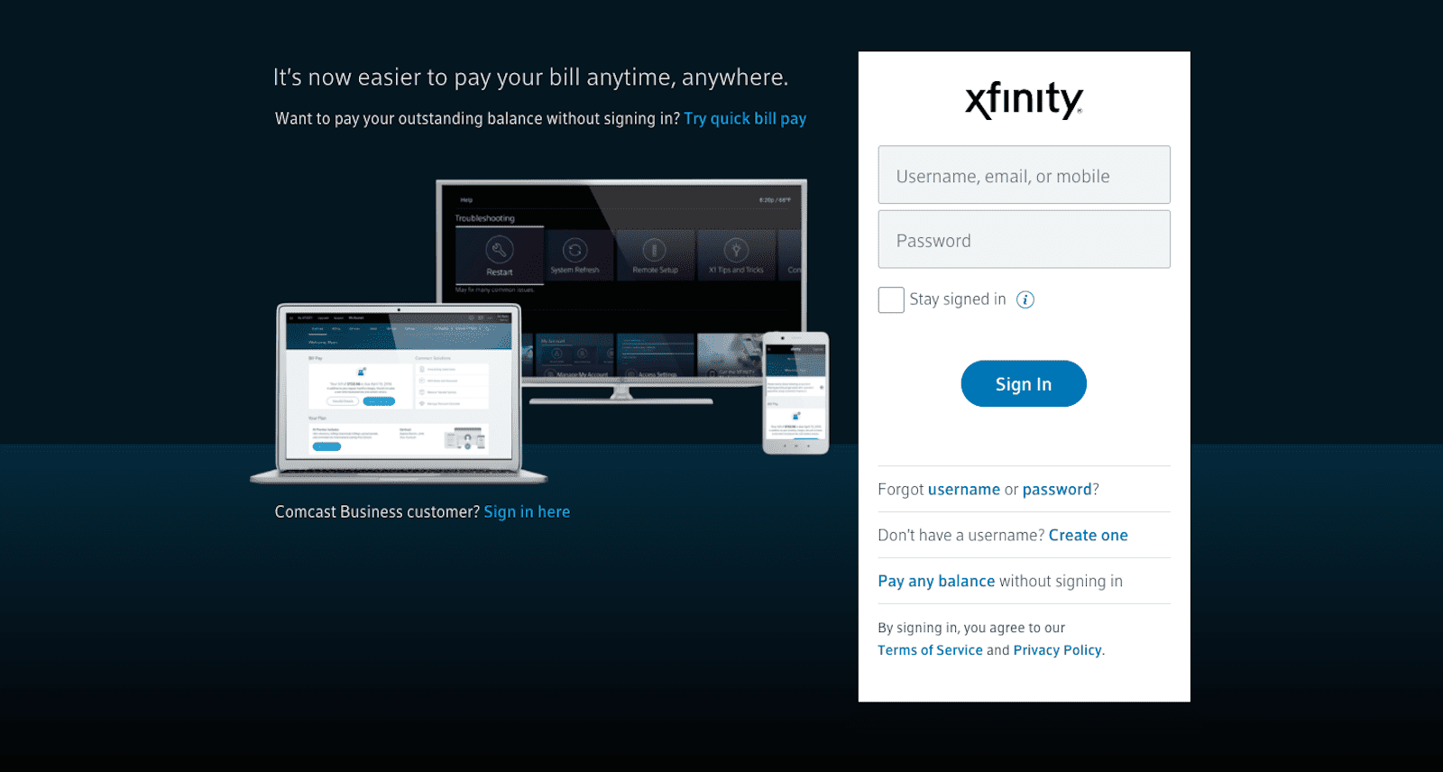 Screenshot z Comcast.com