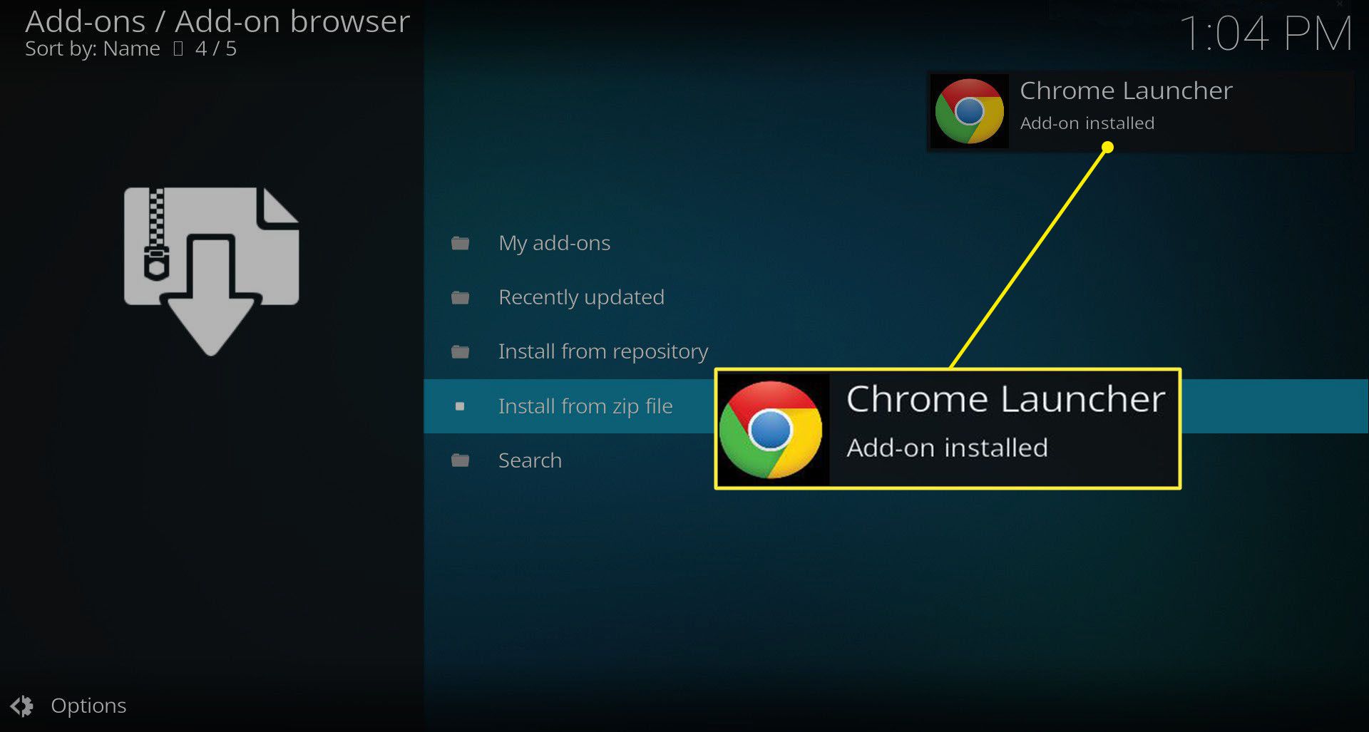 Spouštěč Chrome byl úspěšně nainstalován