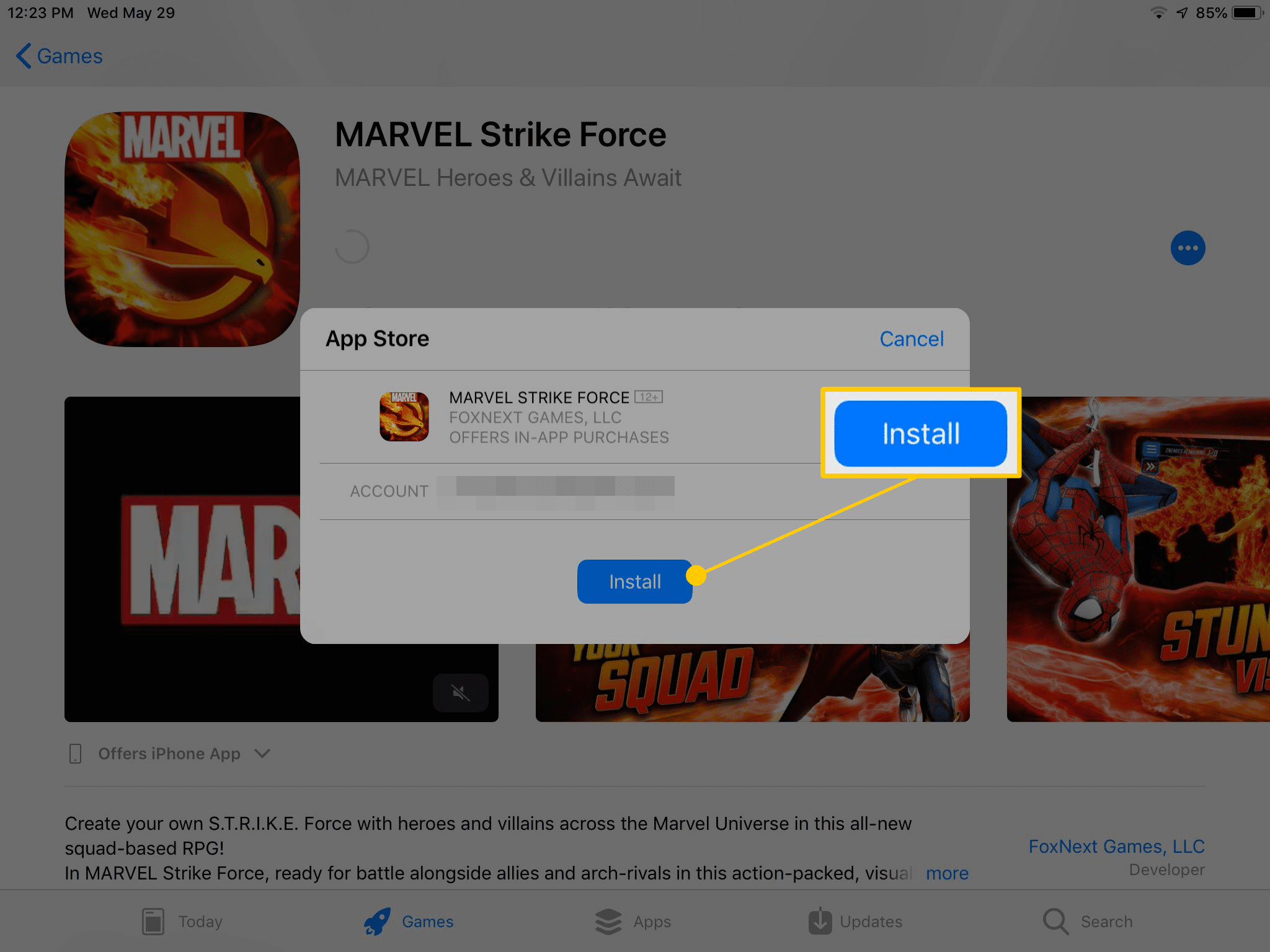 Tlačítko pro instalaci aplikace v App Store na iPadu