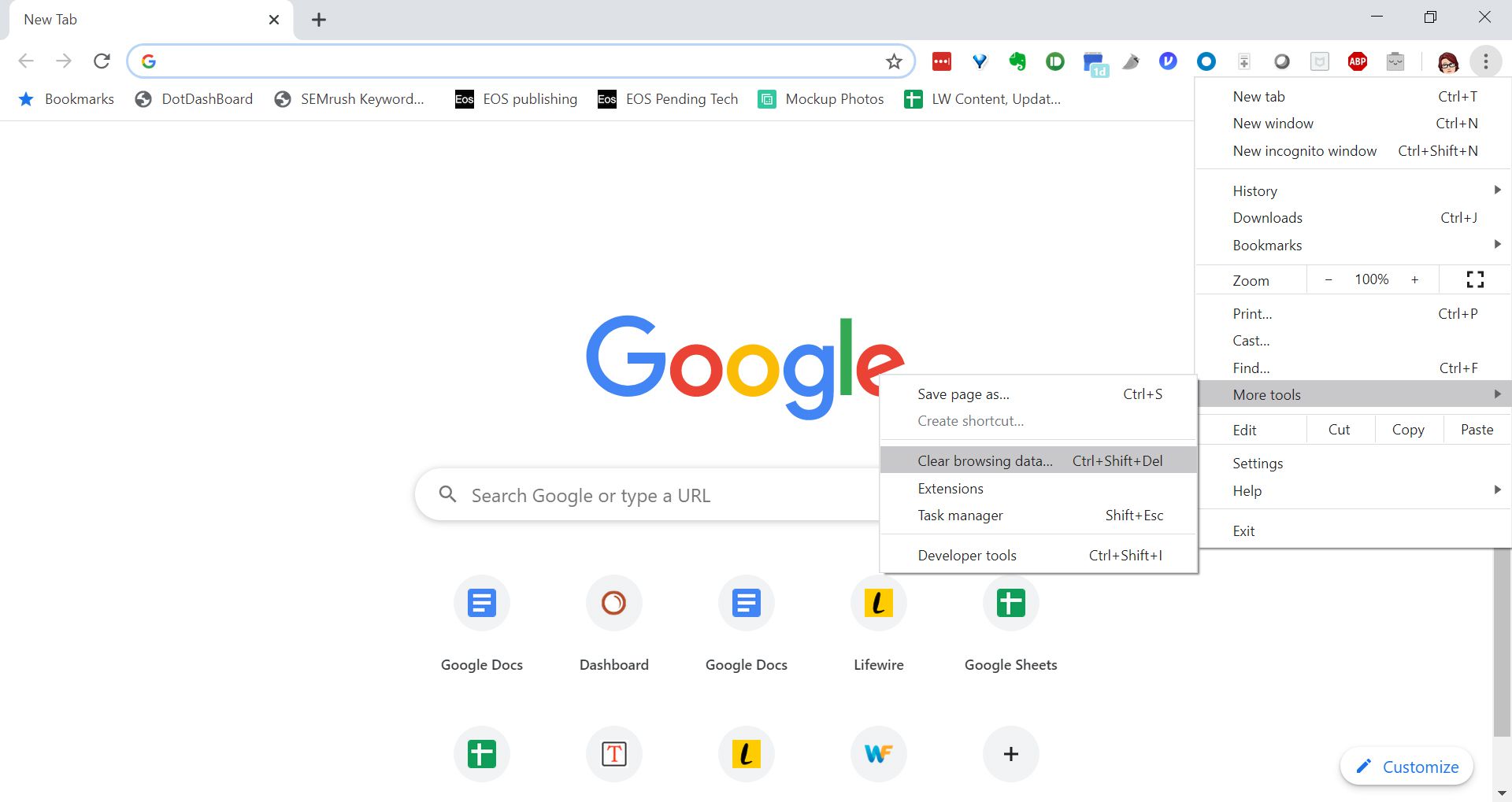 Chrome vymaže údaje o prohlížení.