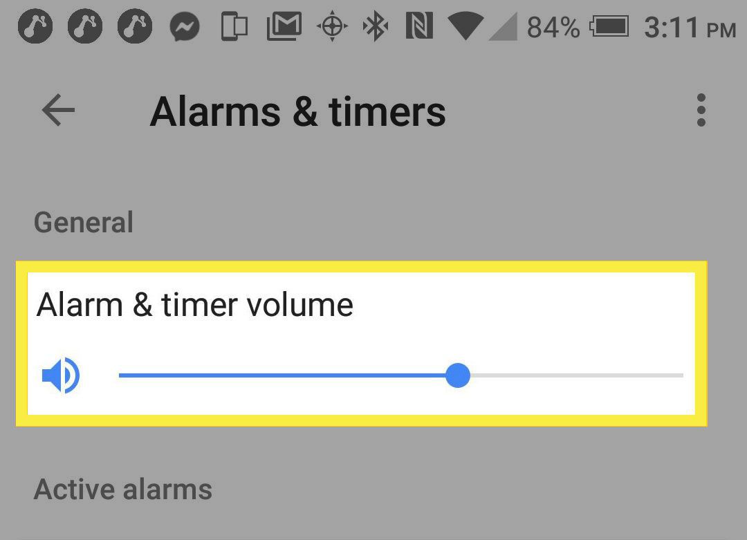 Aplikace Google Home, Posuvník hlasitosti pro hlasitost budíku / časovače.