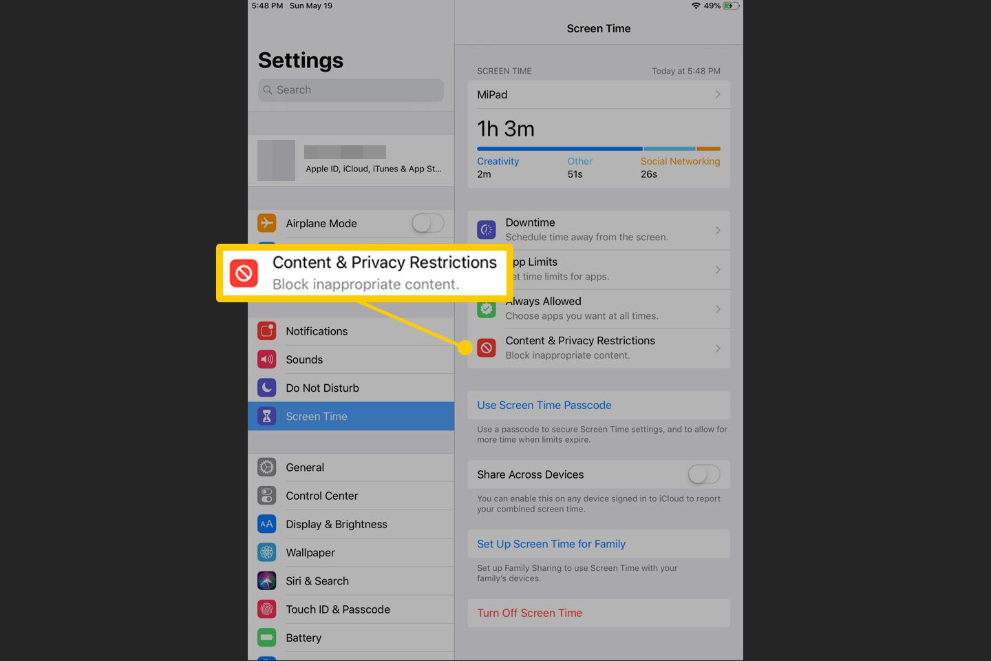 Omezení obsahu a soukromí na iPadu
