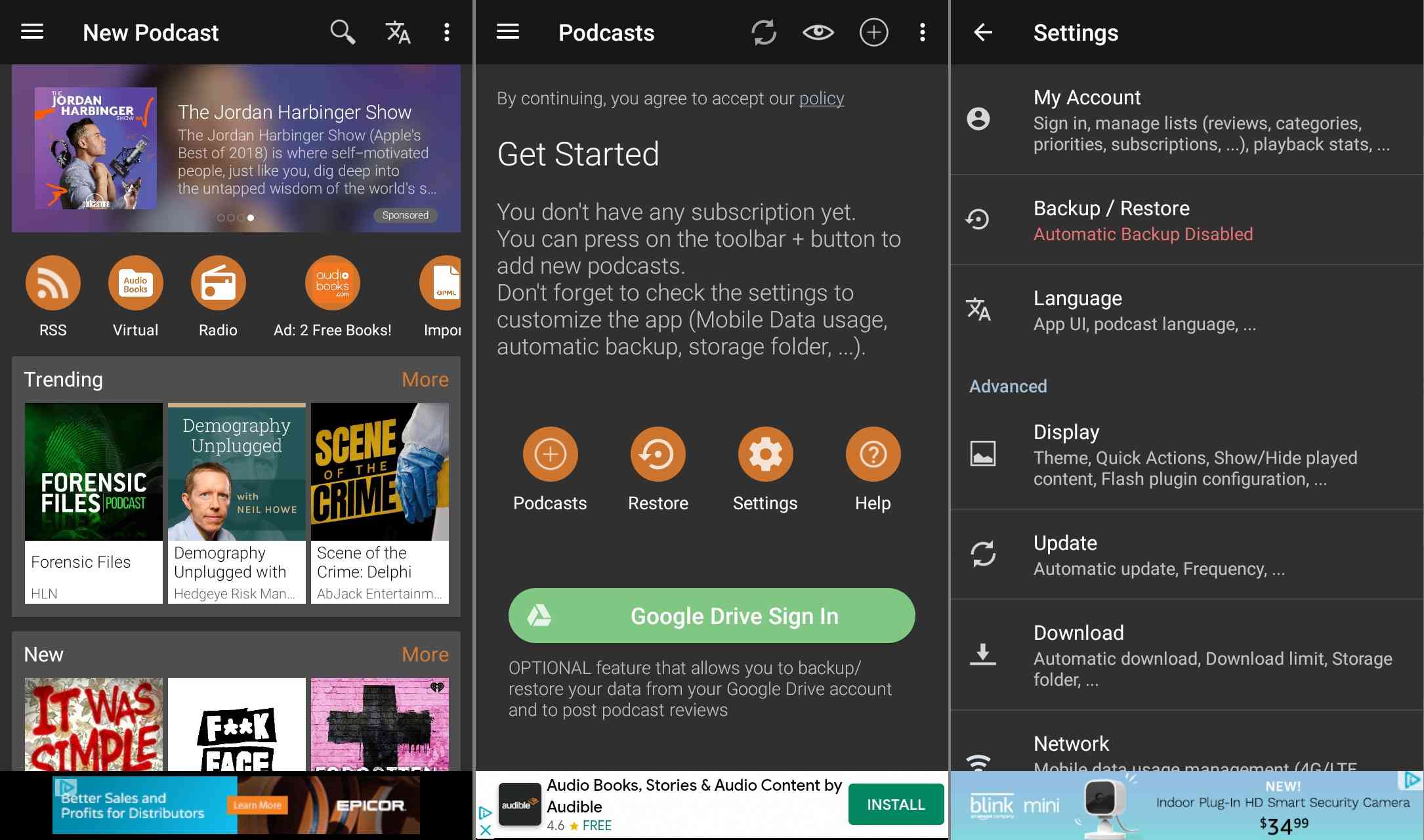 Aplikace Podcast Addict pro Android