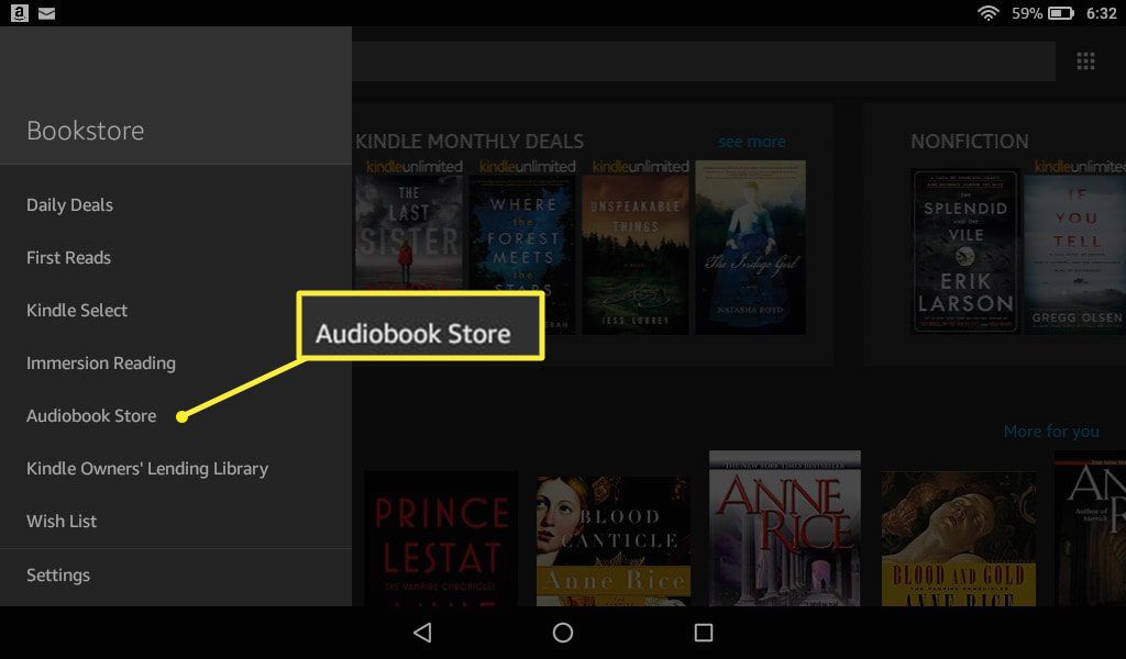Tlačítko Kindle Audiobook Store