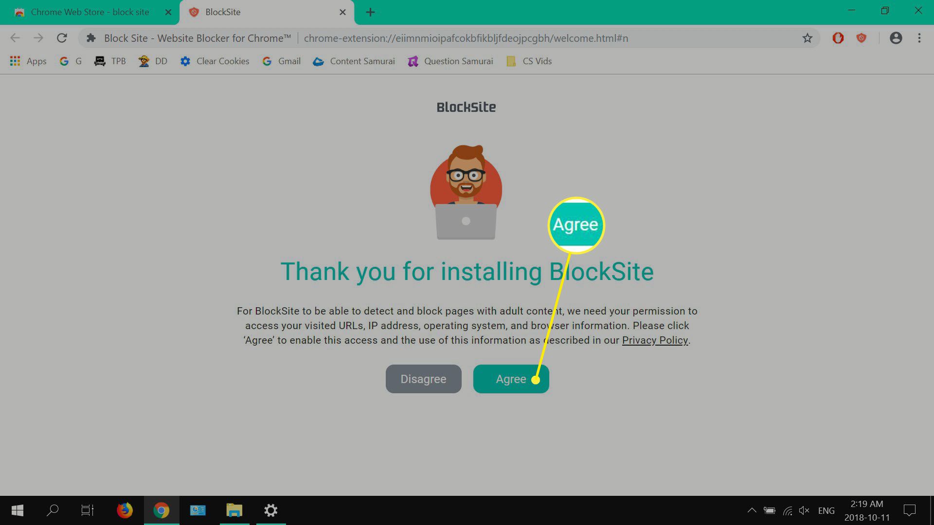 Zřeknutí se odpovědnosti BlockSite.