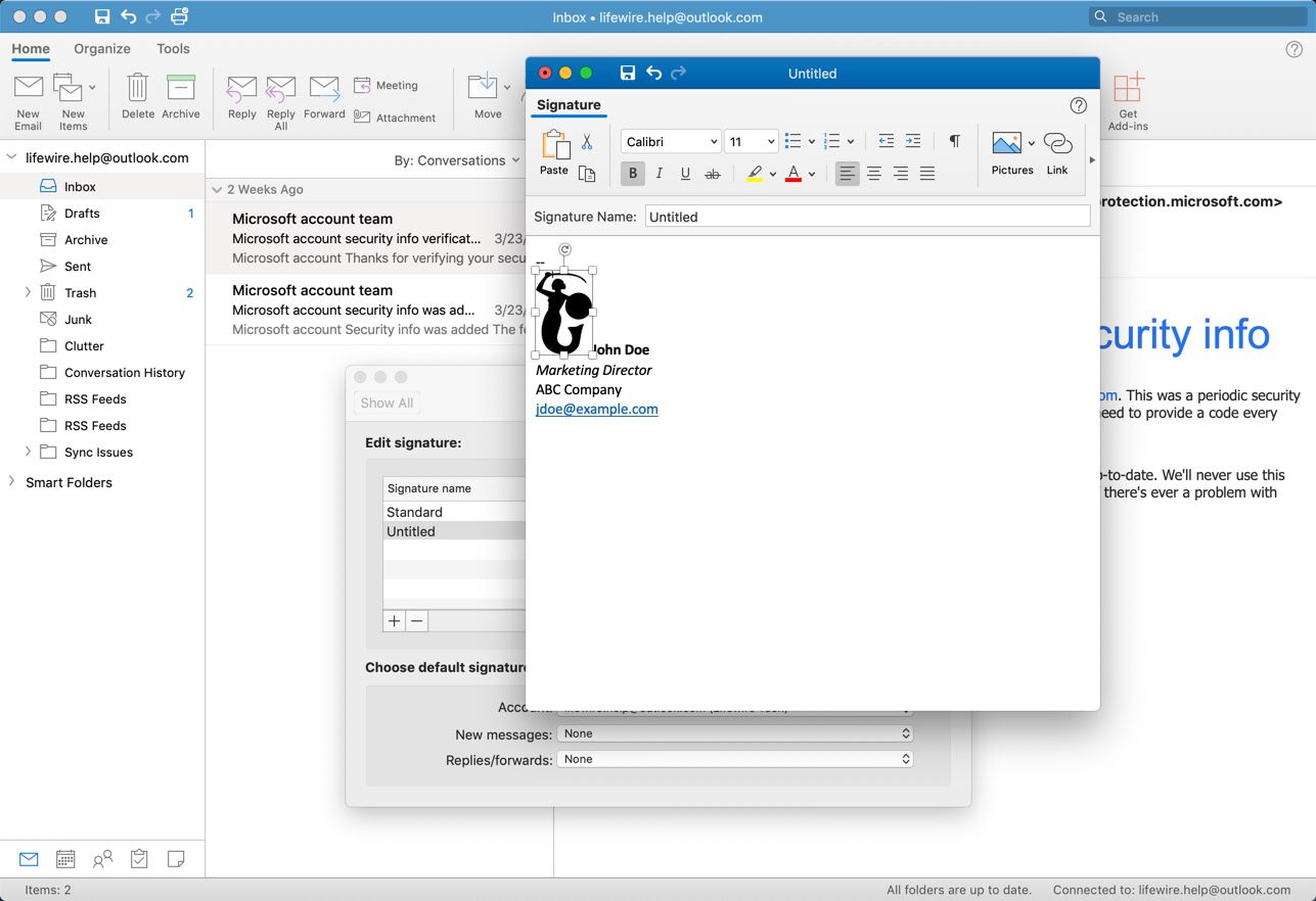 Outlook pro Mac úchyty pro vkládání a změnu velikosti obrázků