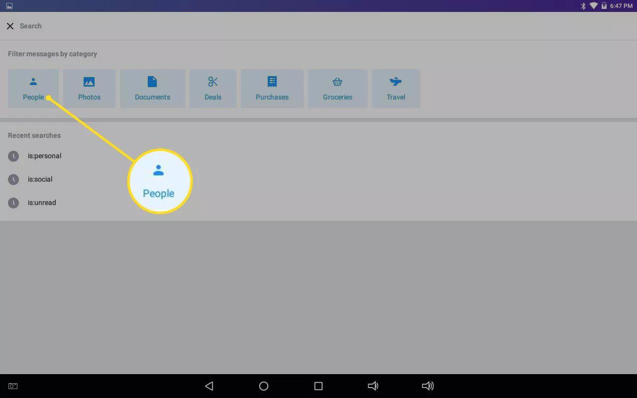 Tlačítko Lidé v Yahoo Mail pro Android