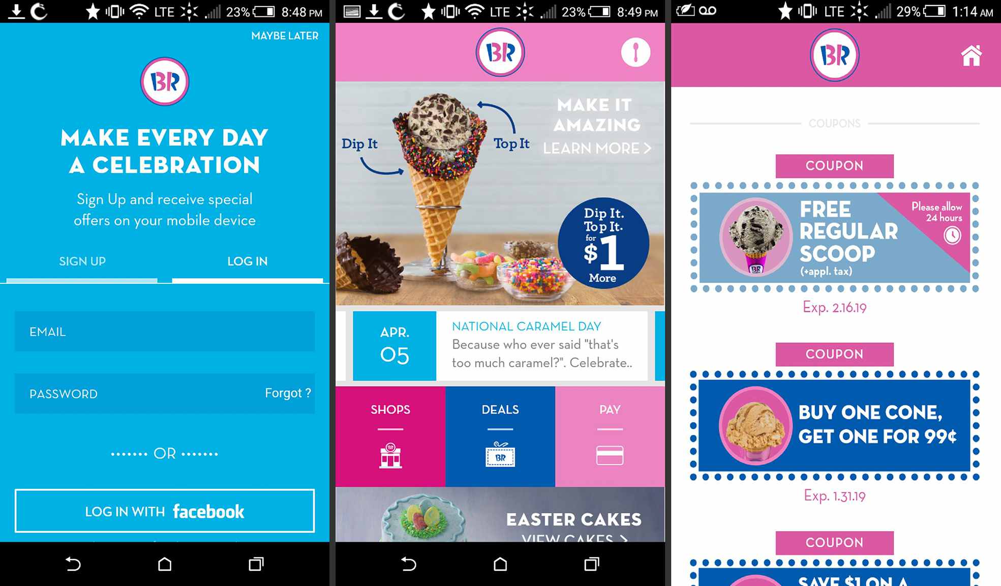 Aplikace Baskin Robbins pro Android