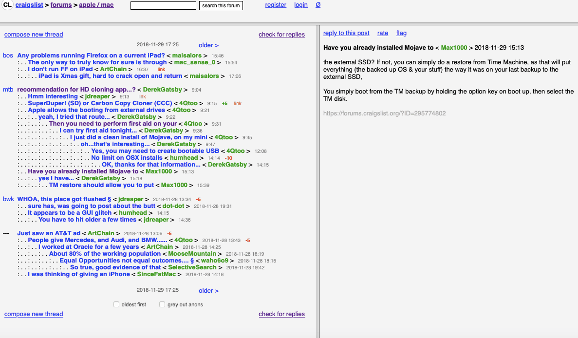 Screenshot fóra Craigslist