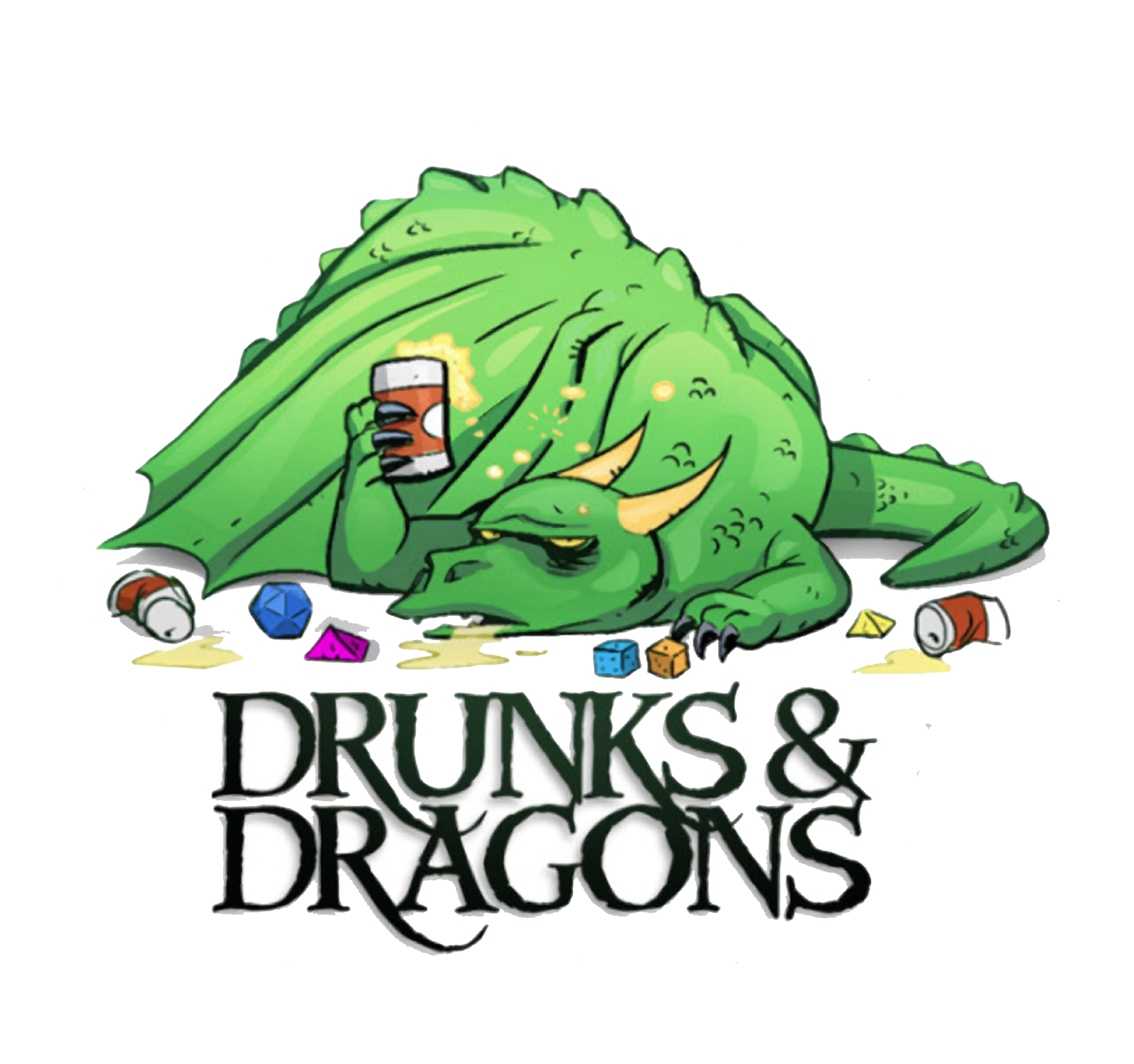 Logo Drunks and Dragons s opilým drakem.