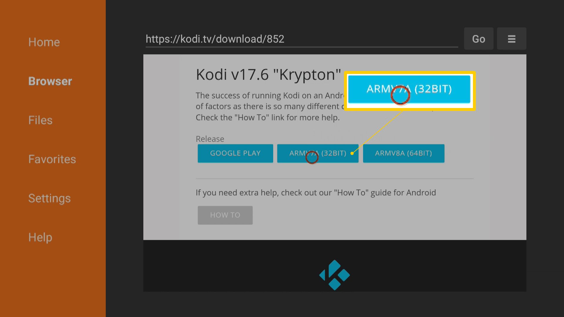 32bitové tlačítko pro stahování Kodi v17.6 „Krypton“