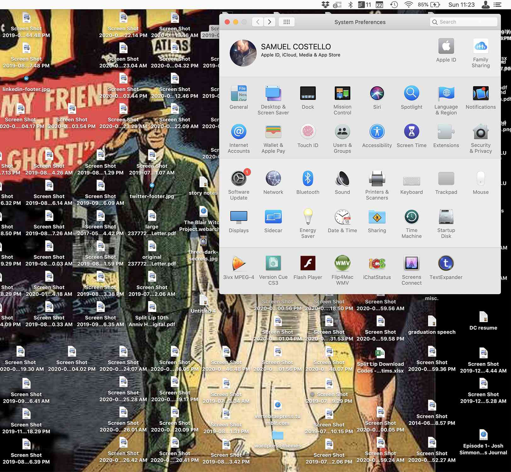 Screenshot okna Předvolby systému Mac