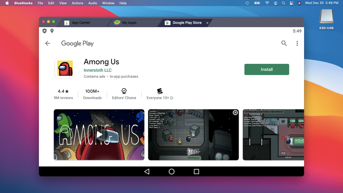 Výpis obchodu Google Play mezi námi v BlueStacks.