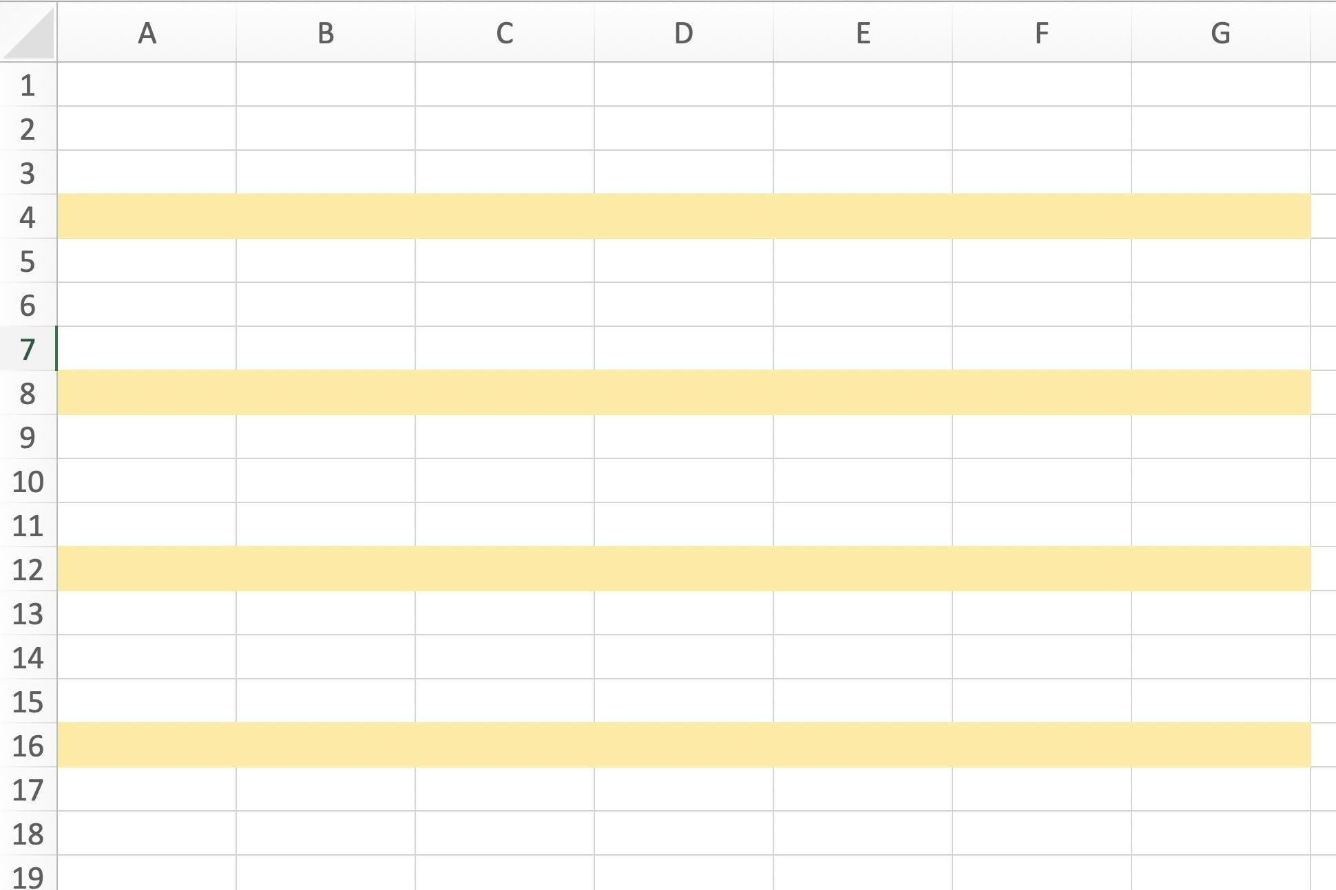 Excel zobrazující alternativní vzorce stínování