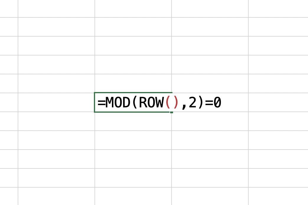 Excel zobrazující vzorec MOD