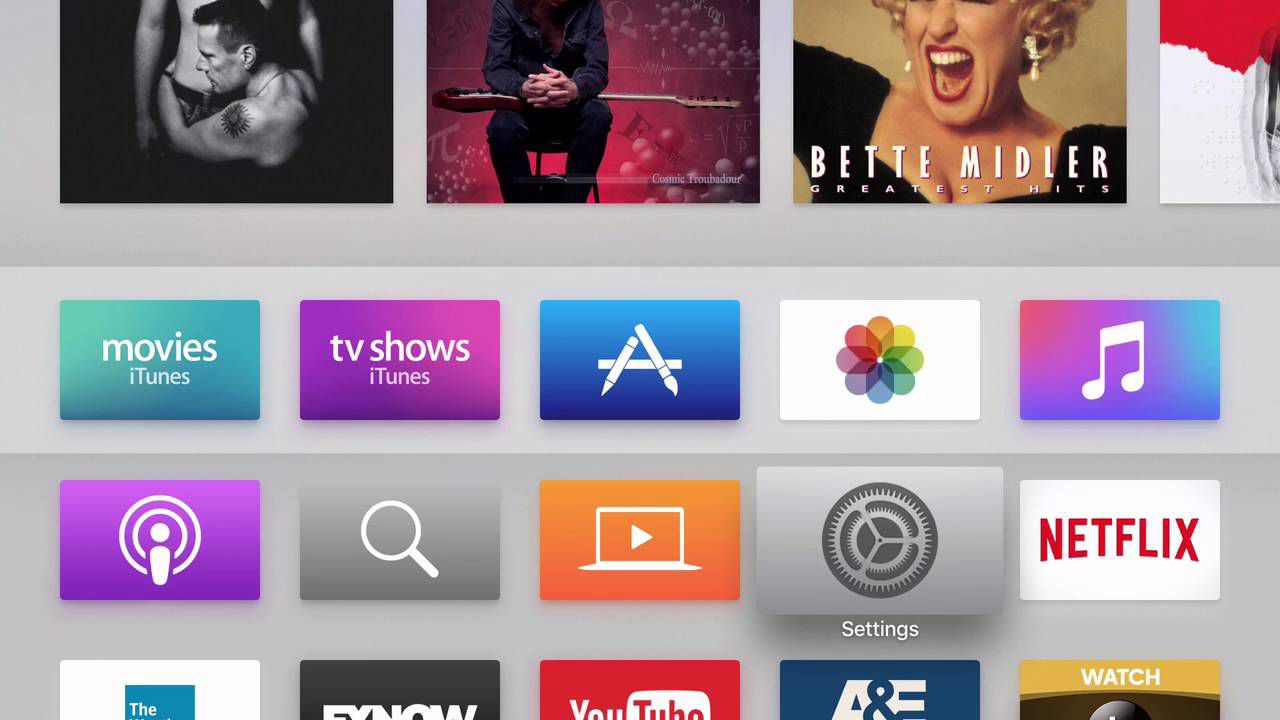 Rozhraní tvOS 9 na Apple TV