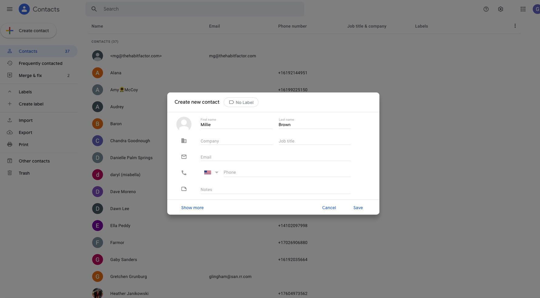 Vytvořit nový kontakt v Gmailu