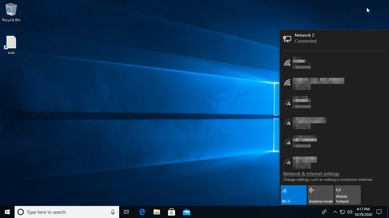 Windows 10 povoluje hotspot ze zásobníku