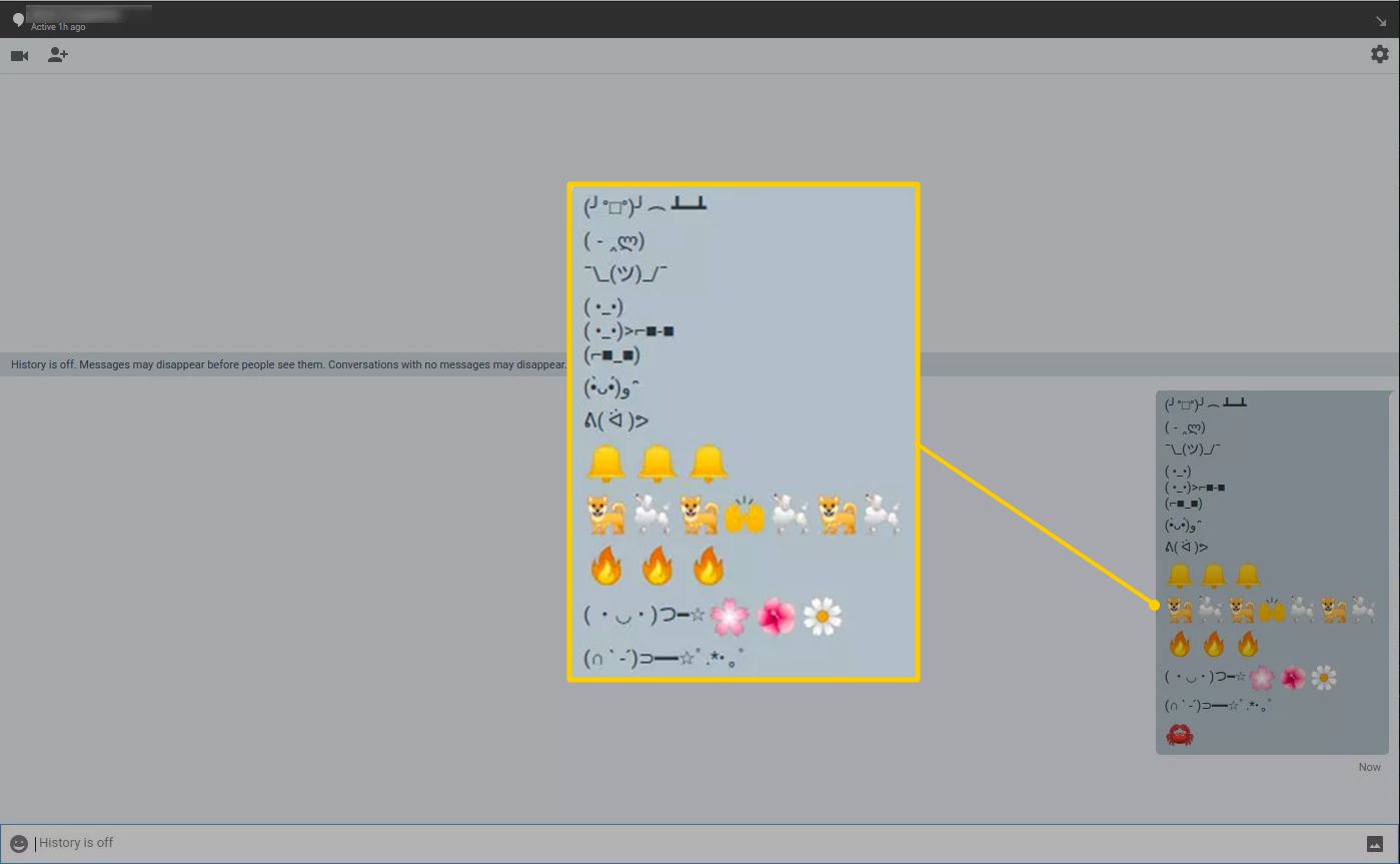 ASCII a další text emodži v Google Hangouts