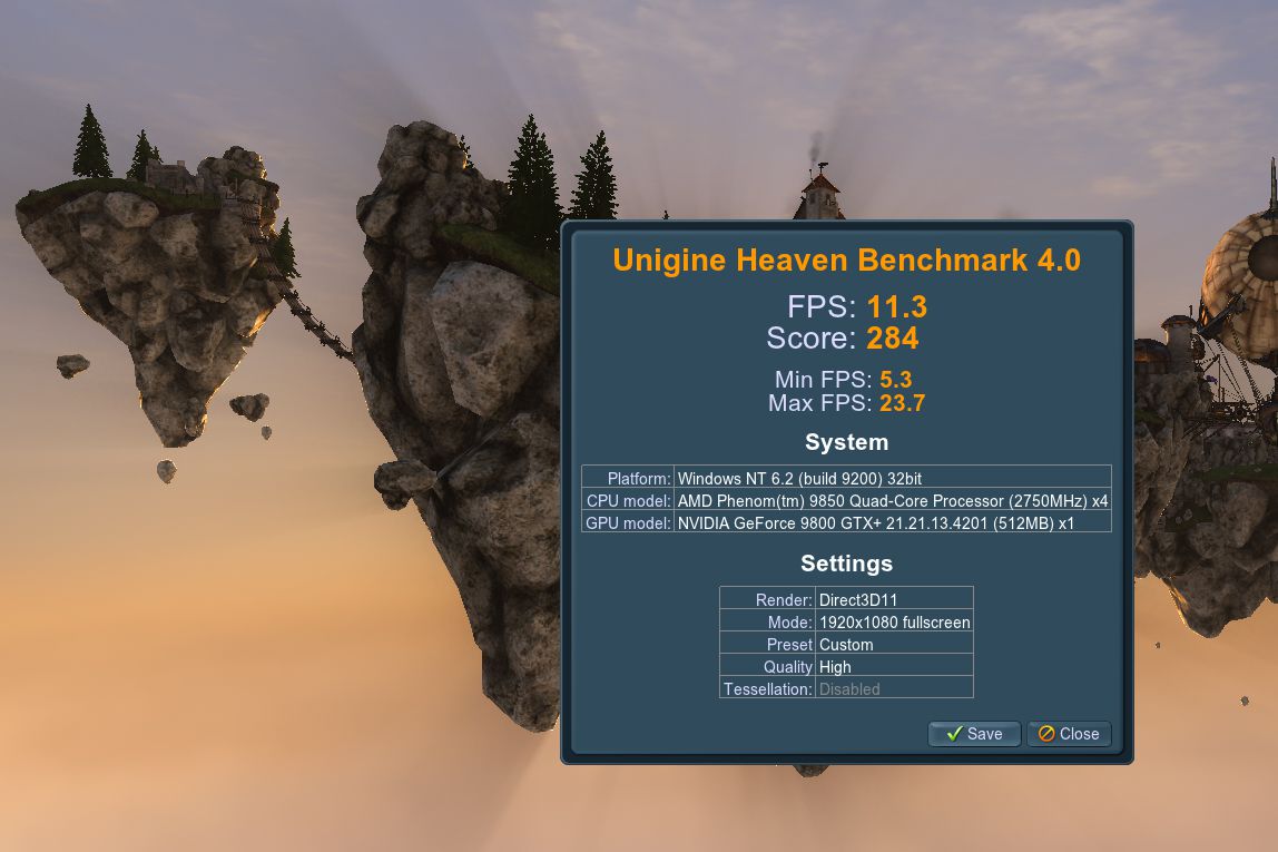 Výsledky Unigine Heaven Benchmark 4.0