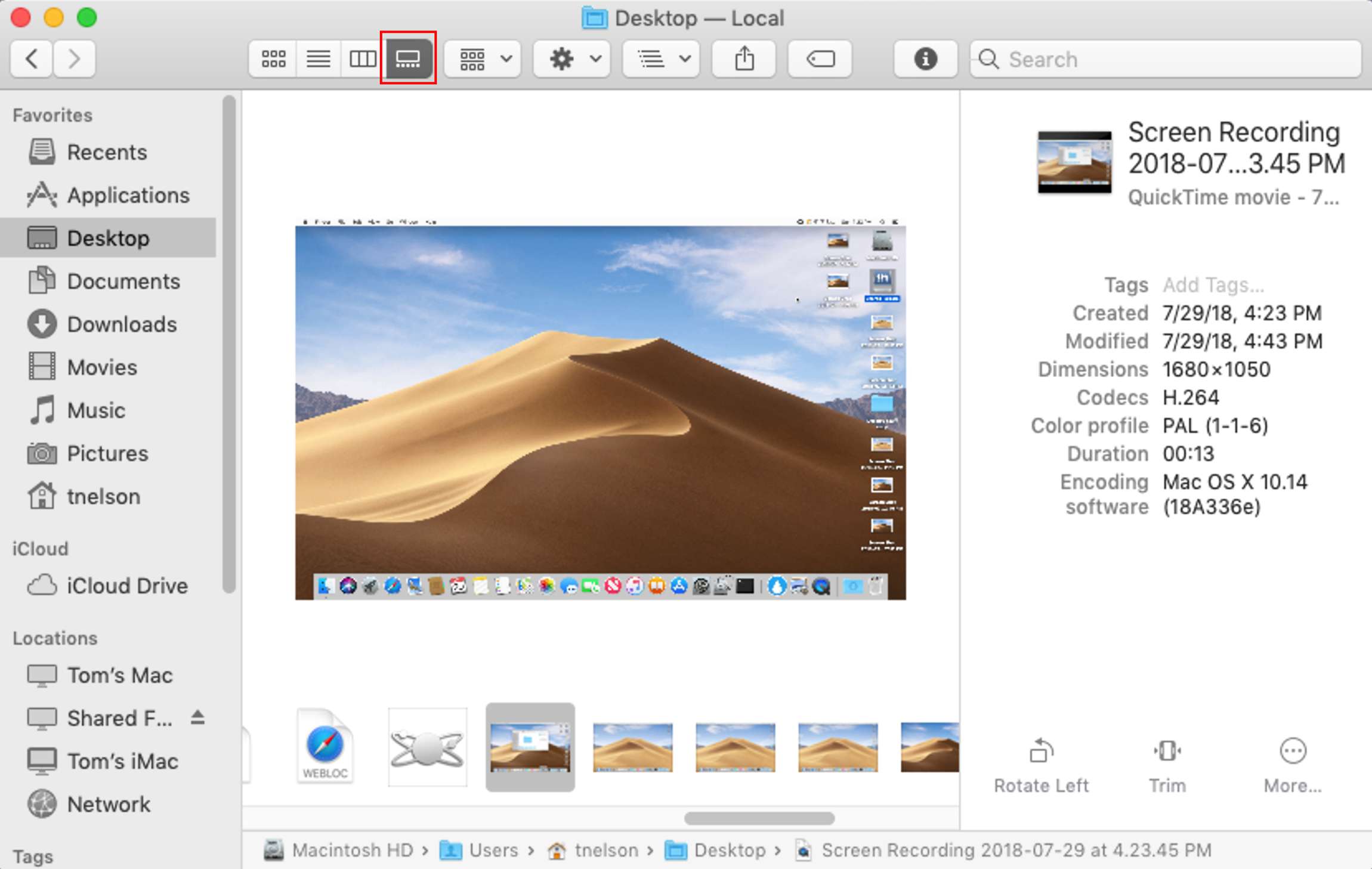 Galerie Zobrazit v macOS Mojave.