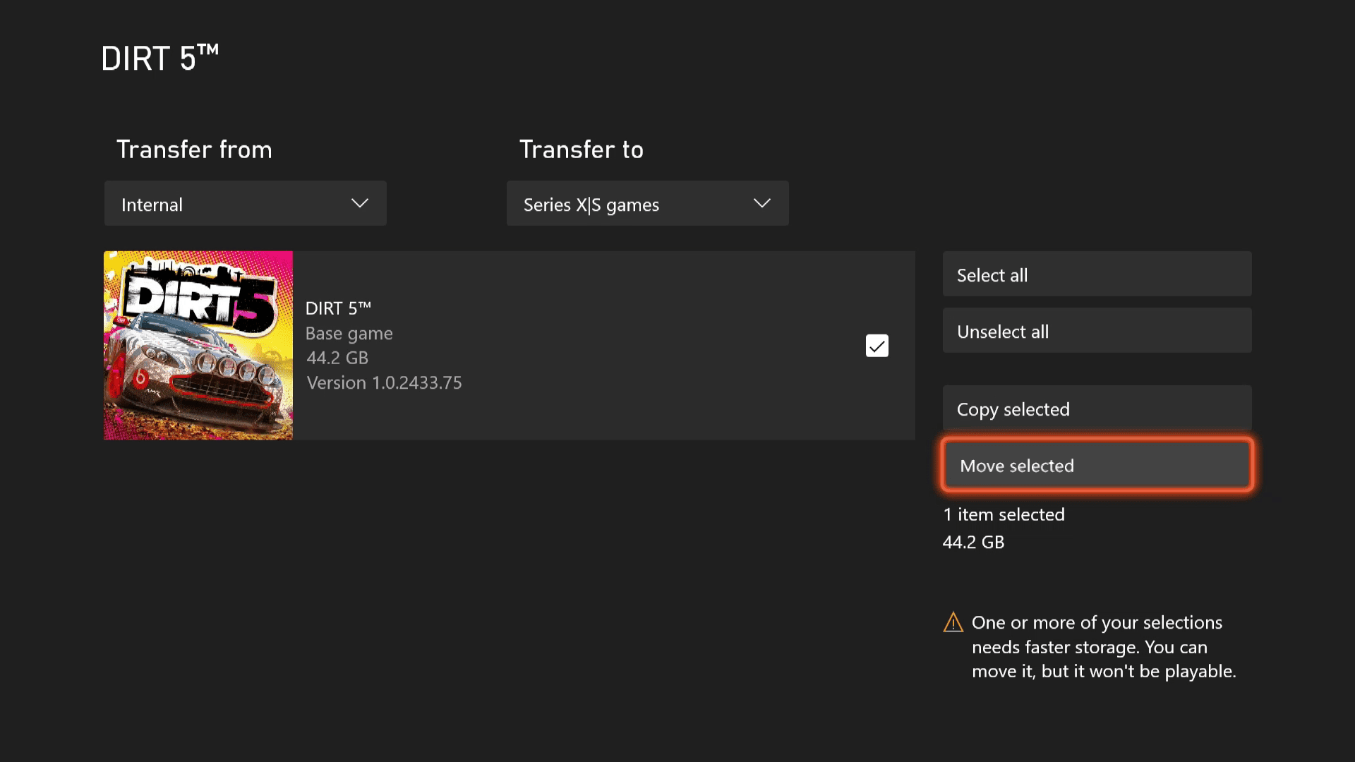 Přesunutí hry na Xbox Series X | S.