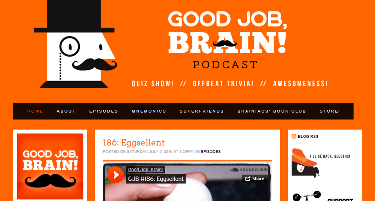 Screenshot z webové stránky podcastu Good Job Brain.