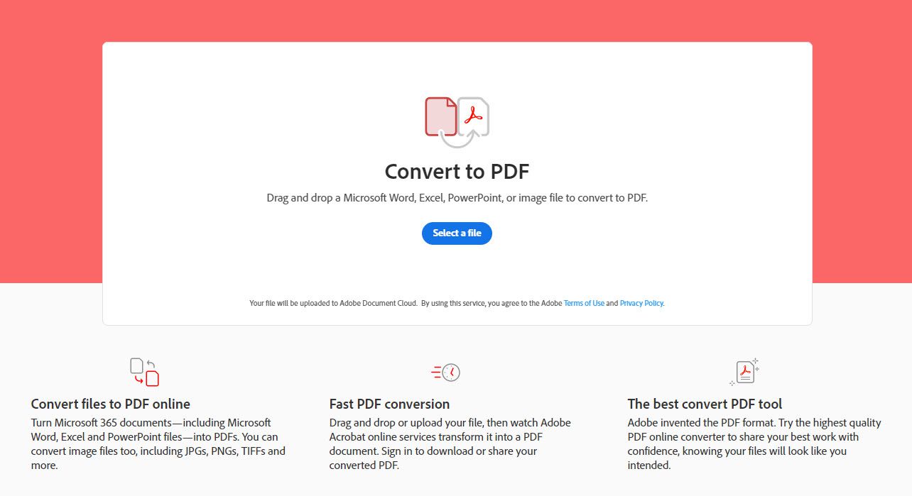 Online nástroj Adobe pro převod do PDF