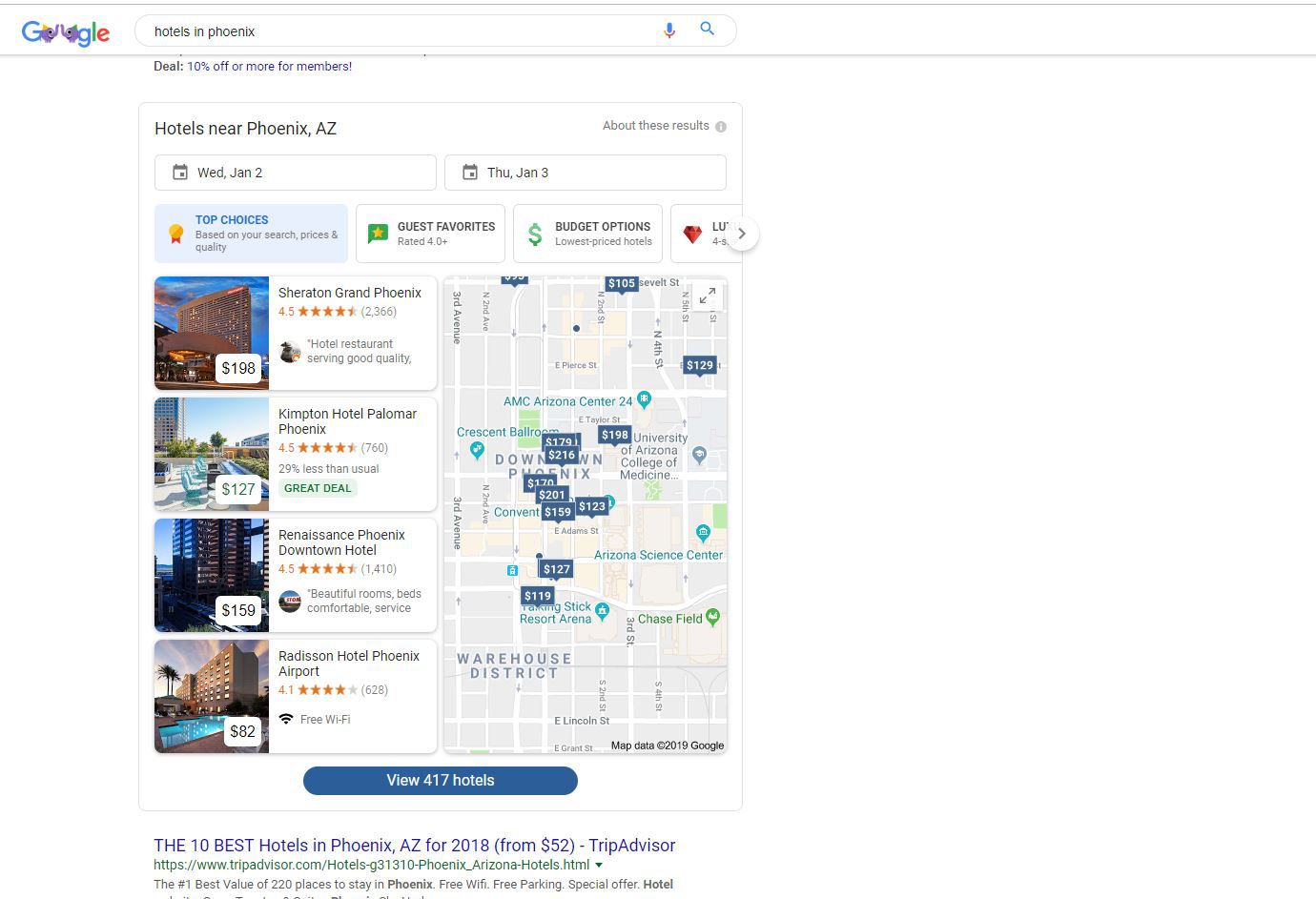Vyhledávání hotelů Google