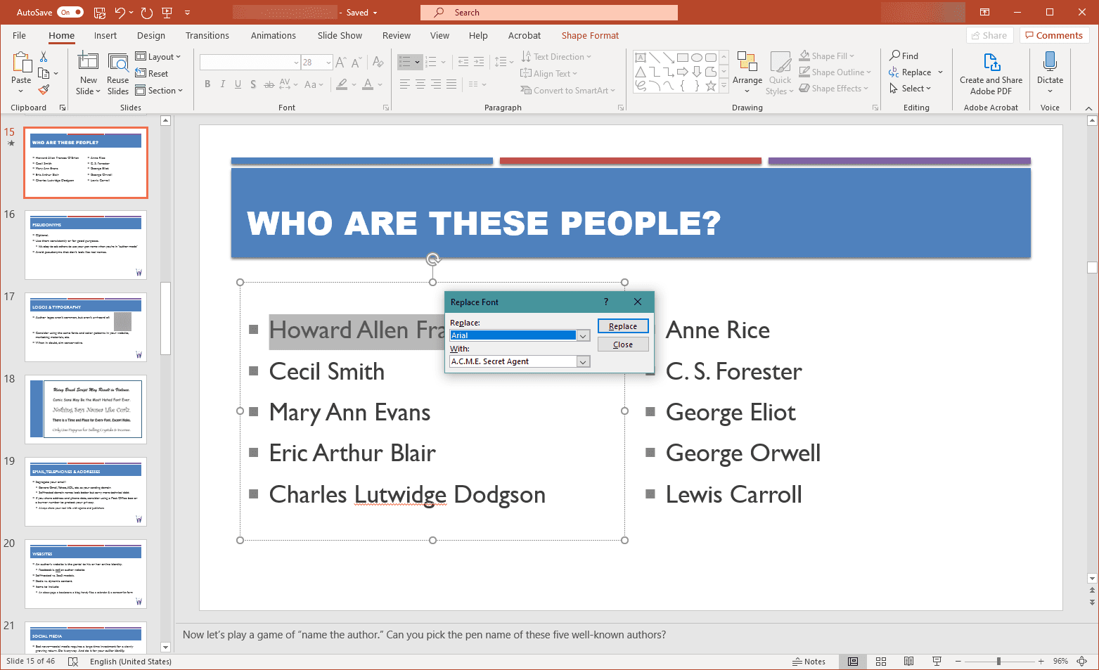 PowerPoint nahradit písmo