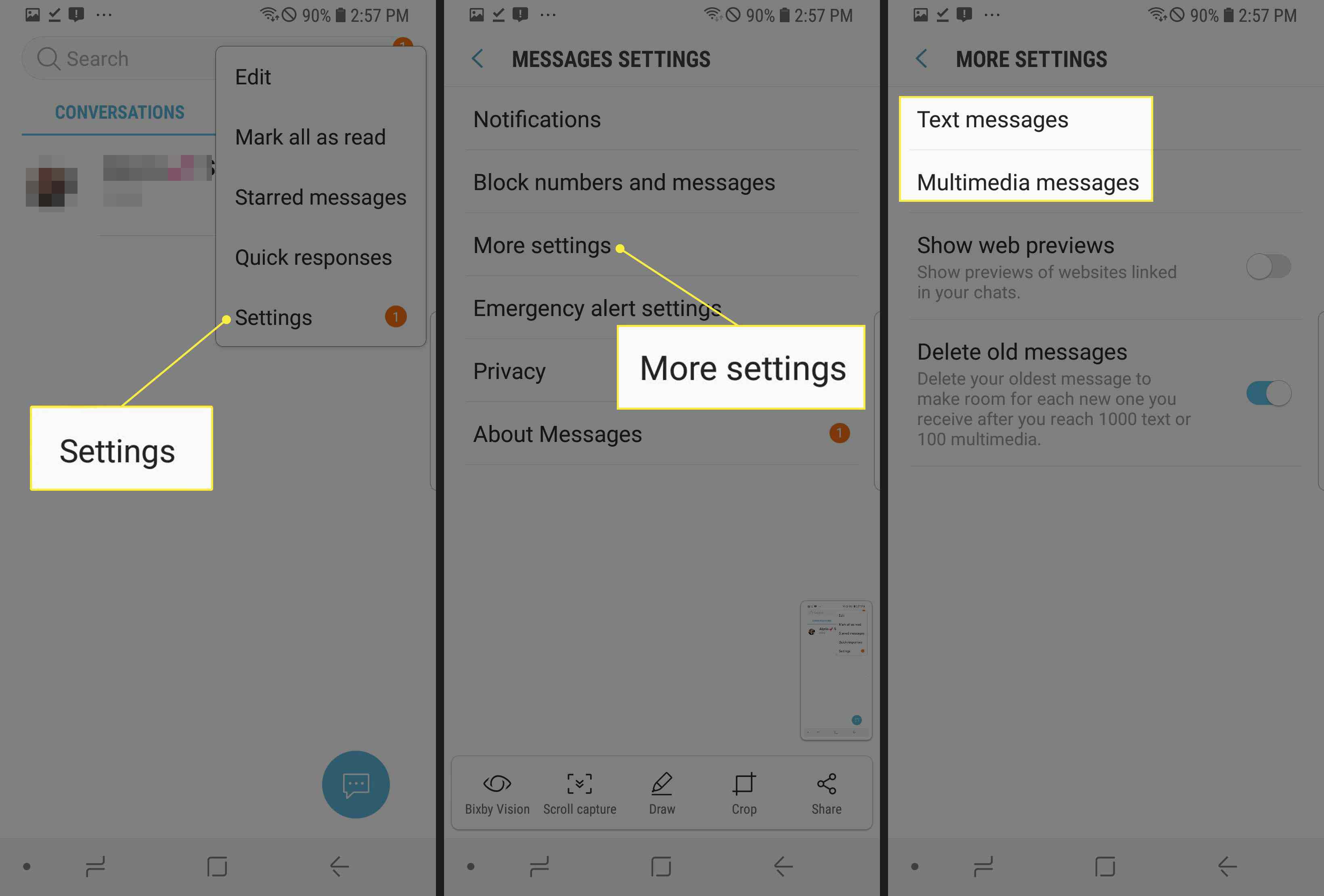 Nastavení textových zpráv na telefonu Android