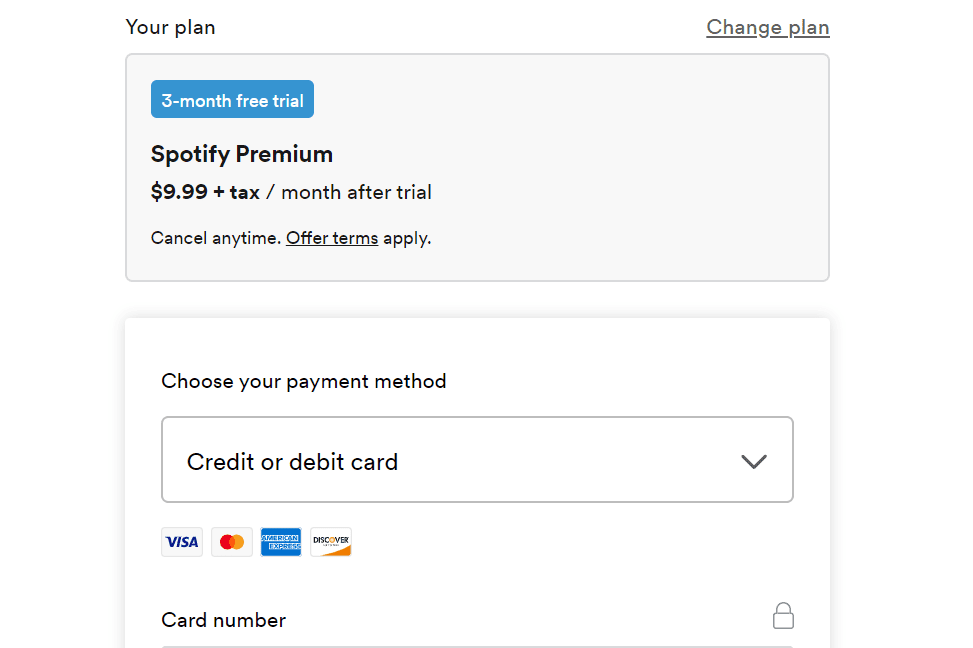 Podrobnosti o platbě Spotify Premium