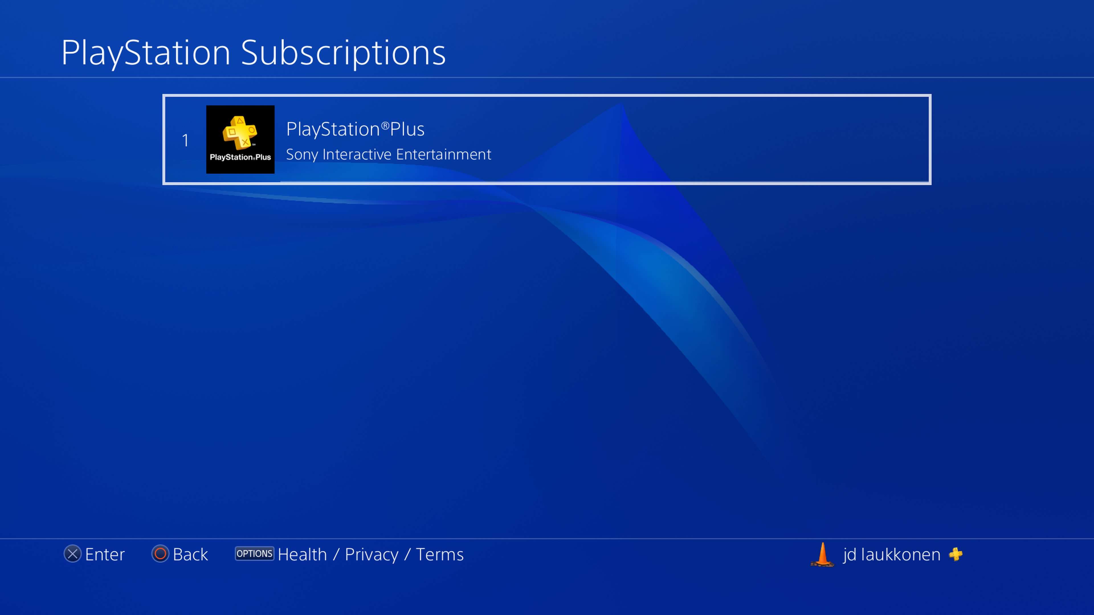 Snímek obrazovky předplatného PlayStation na PS4.