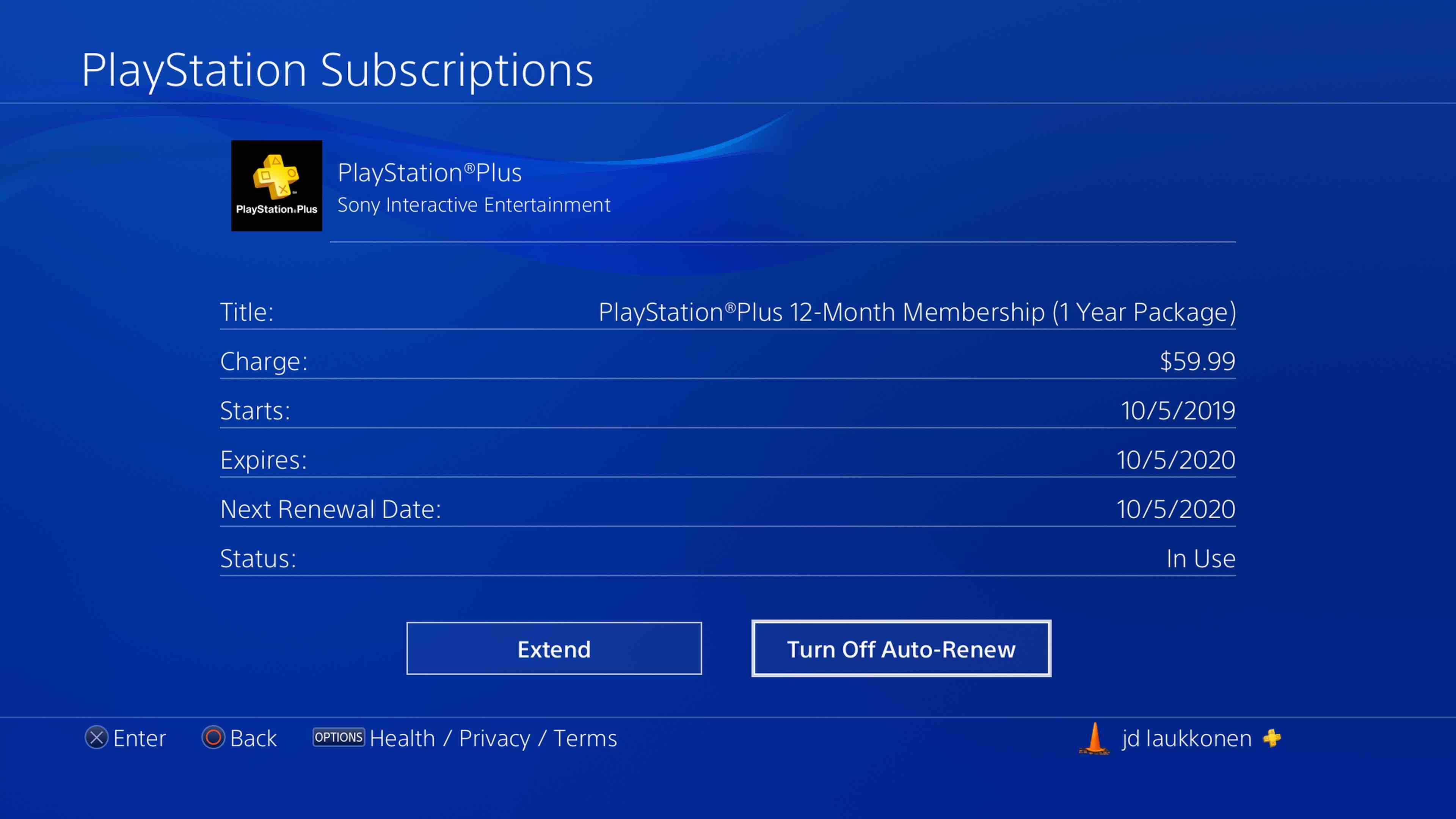 Screenshot obrazovky zrušení PS4 PS Plus.