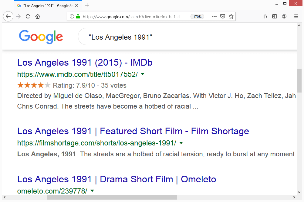 Los Angeles 1991 vyhledávání Google