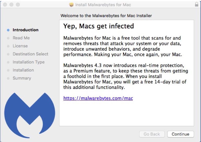 Screenshot instalace Malwarebytes