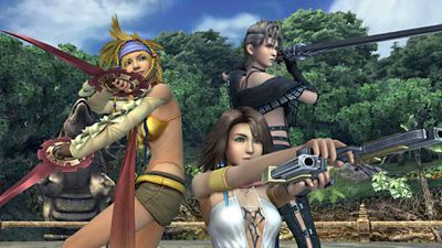 Yuna, Rikku a Paine ve hře Final Fantasy X-2 HD pro PS4.